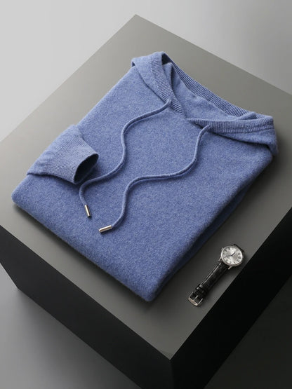Men’s 100% Merino Wool Hooded Knit Pullover