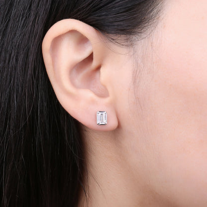 Emerald Cut 1.6 Carat Moissanite Stud Earrings – Luxury Gift for Her
