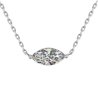 Marquise Cut Solitaire Moissanite 18k Gold Plated Necklace - Christmas gift for Her