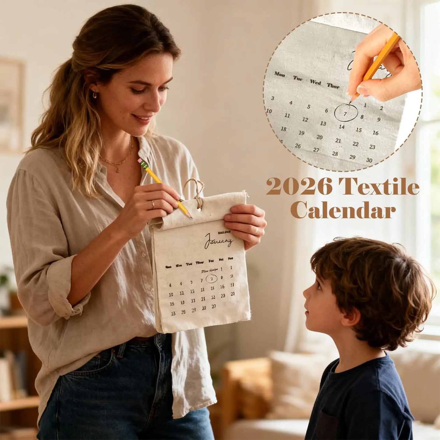 2026 Fabric Wall Calendar - 12-Month Home, Office Calendar