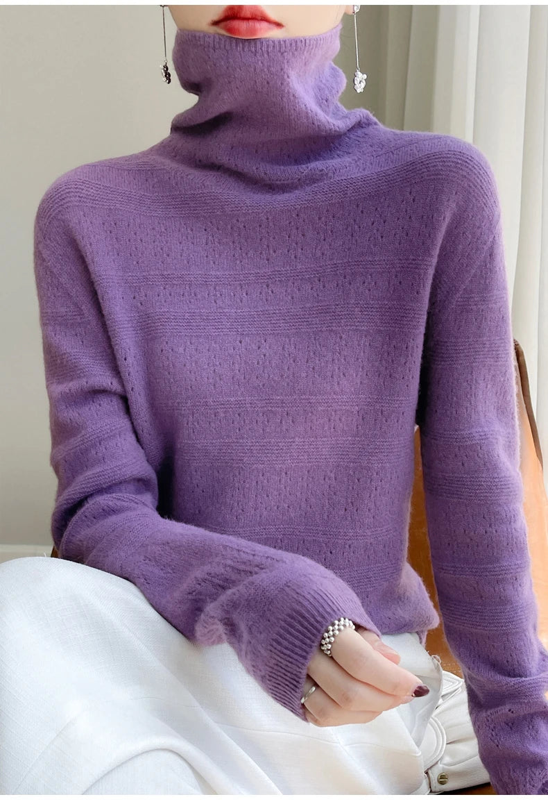 100% Merino Wool Warm Turtleneck Sweater