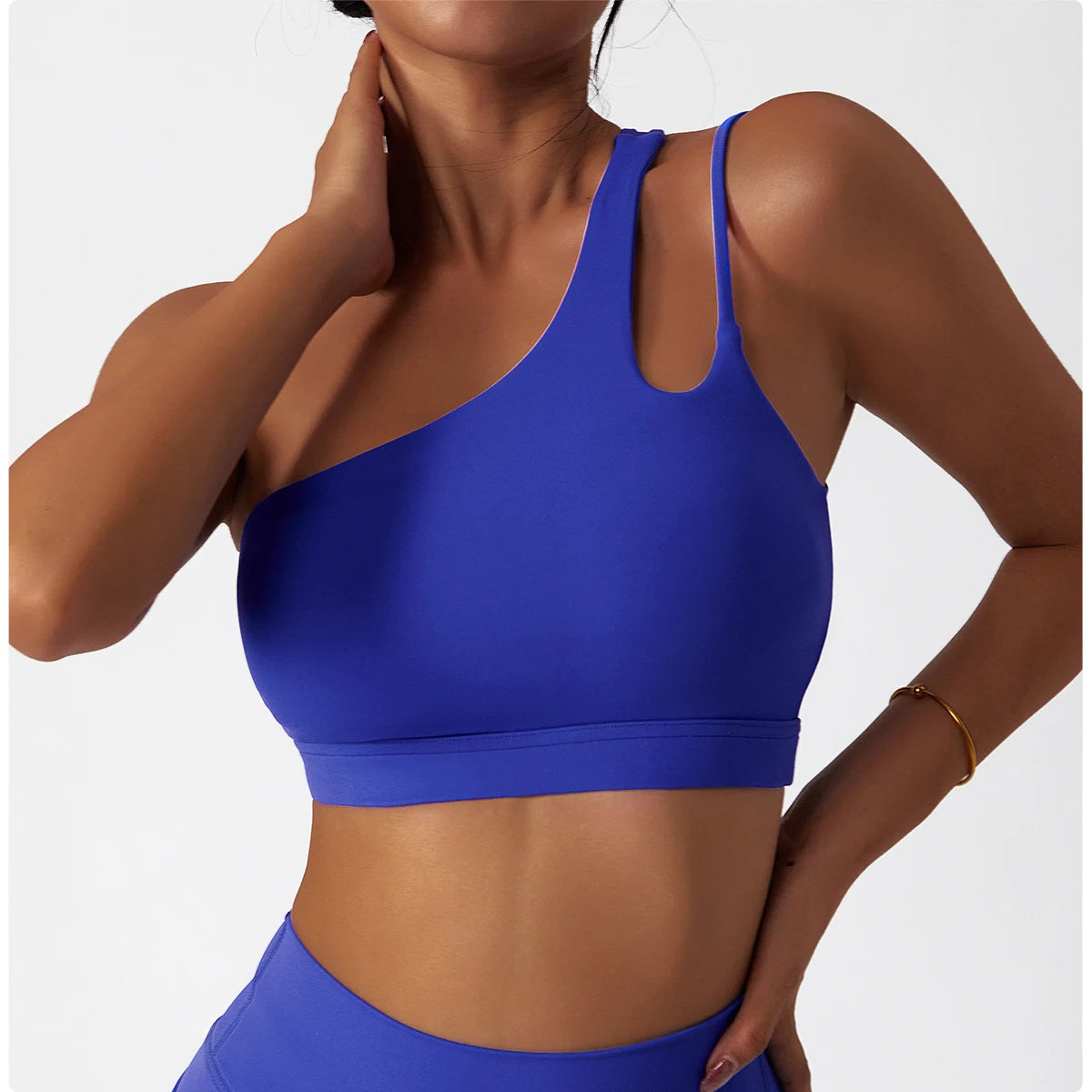 One Shoulder Cut-out Details Workout Top