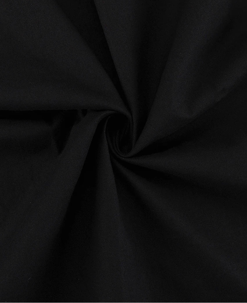 A-Line Cotton Black Cutout Maxi Dress With Pockets