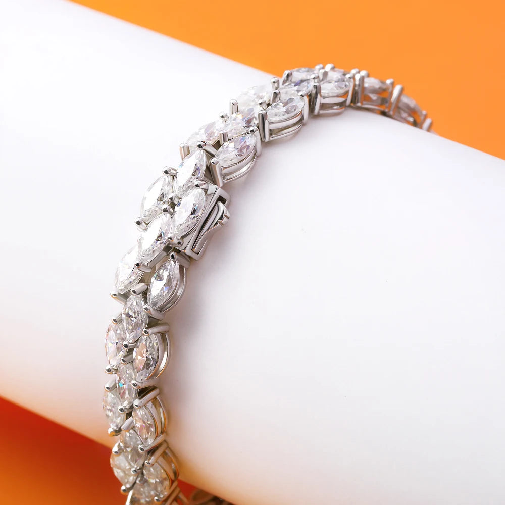 Fleur de Luxe Marquise Cut Moissanite Tennis Bracelet – GRA Certified