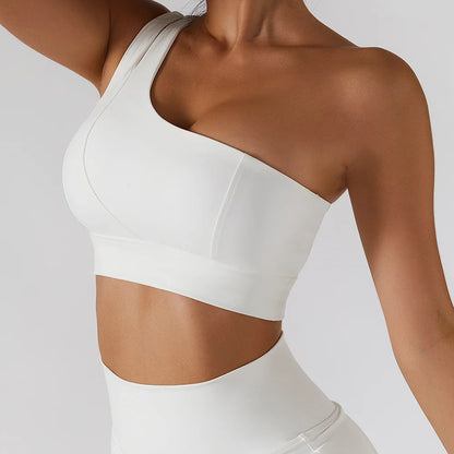 One Shoulder Double Straps Sports Top