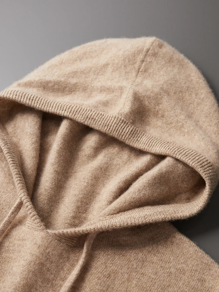 Men’s 100% Merino Wool Hooded Knit Pullover