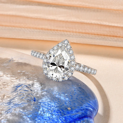 2 Carat Pear Cut Moissanite Wedding Ring