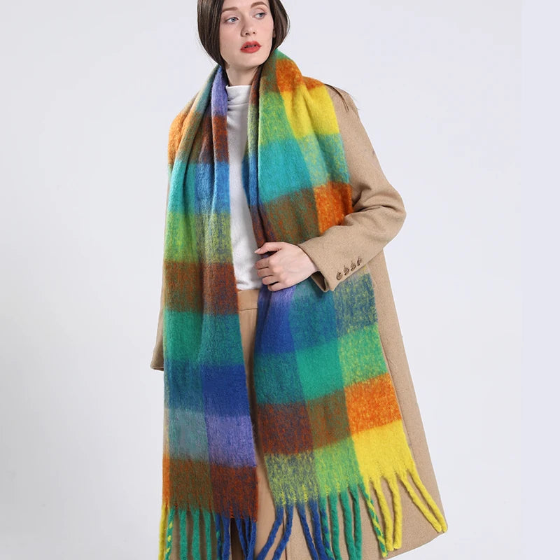 Plaid Cashmere 240*55 CM Long Thick Scarf