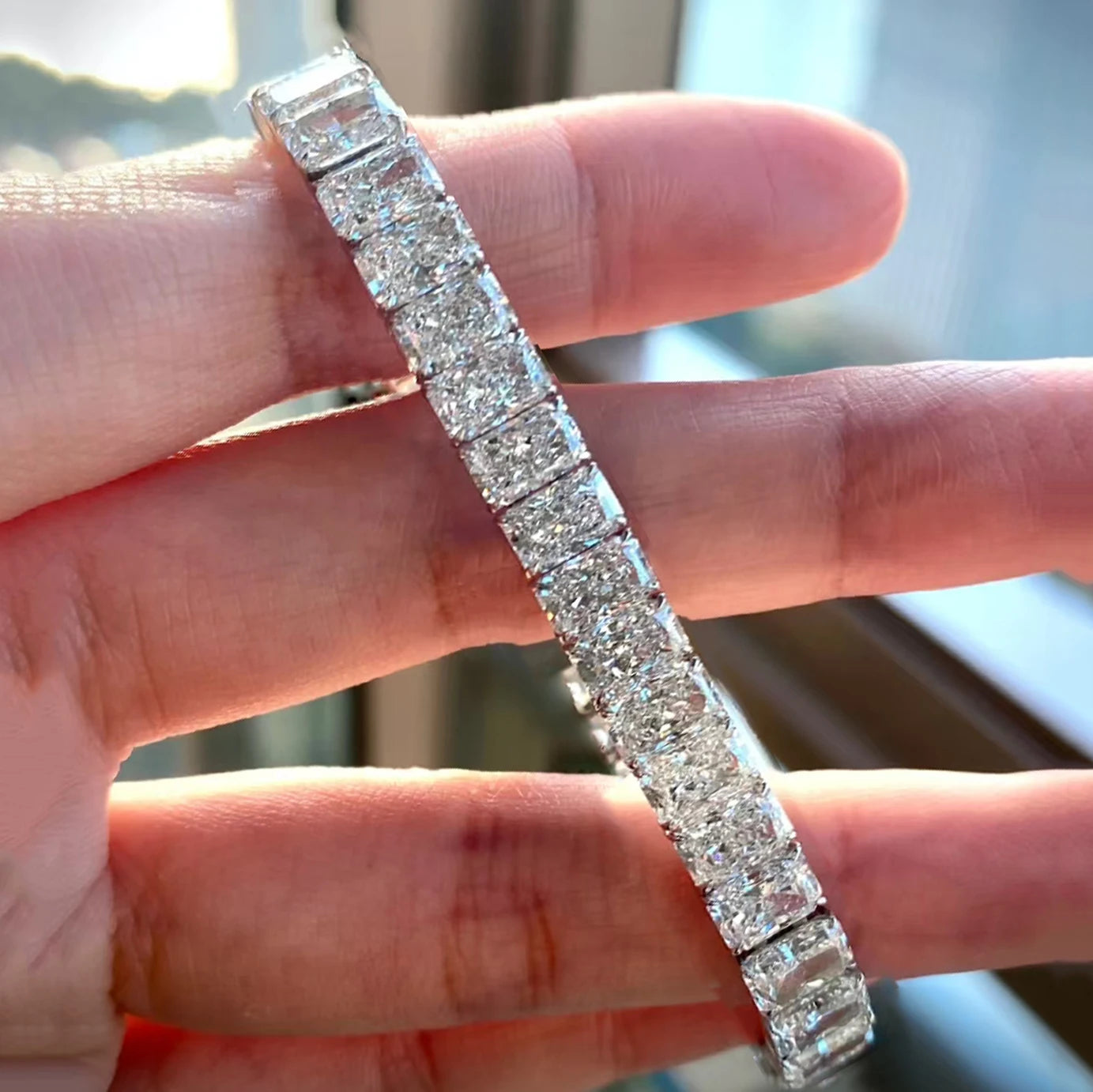 Radiant Cut Moissanite Tennis Bracelet - Anniversary Gift