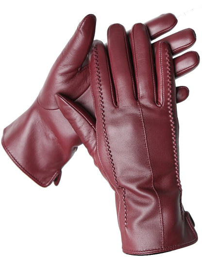 Women's Genuine Leather Touchscreen Lined Gloves