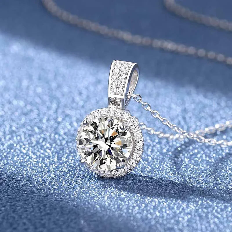 Round-Shaped Moissanite Pendant Necklace