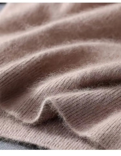 100% Mink Cashmere Round Neck Knitted T-Shirt Sweater