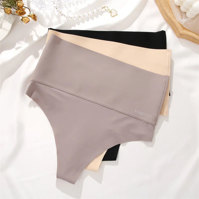 3PCS/Set Seamless High Waist Breathable G-String Belly Control Panties