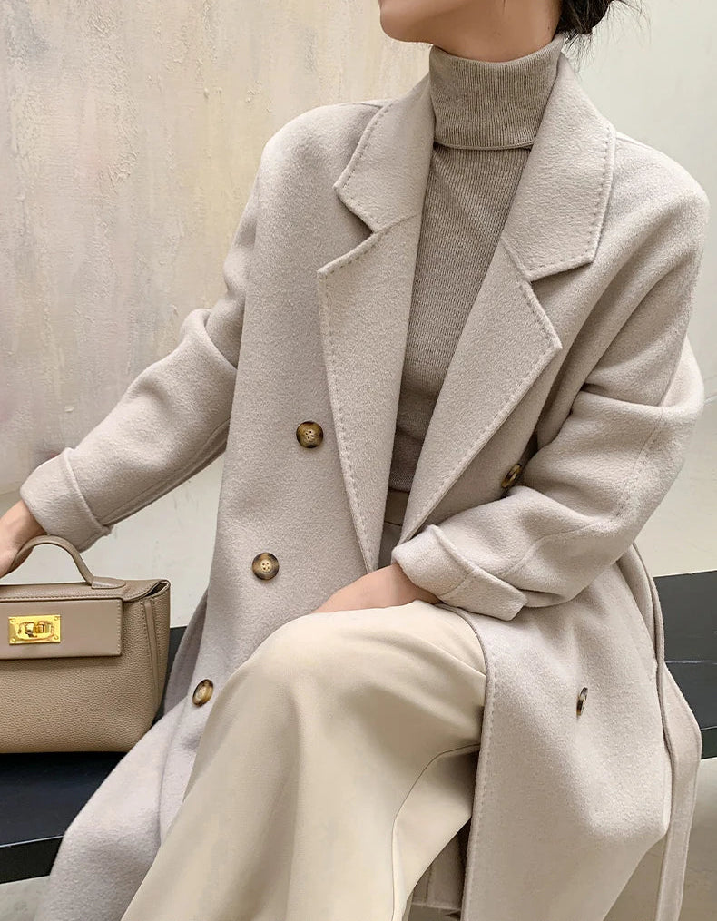 Women’s 100% Cashmere Thick Long Winter Coat