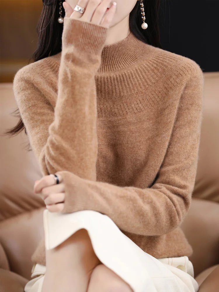 100% Merino Wool High Neckline Sweater