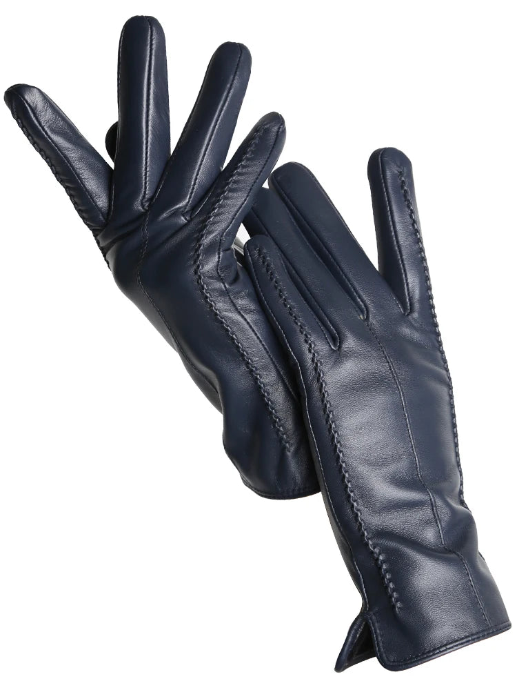 Women's Genuine Leather Touchscreen Lined Gloves