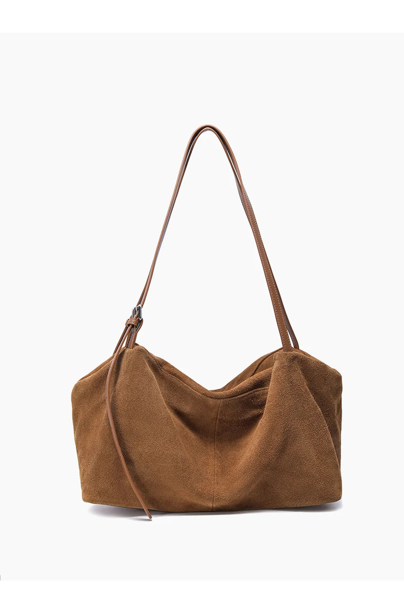 Genuine Leather Suede Large Shoulder Bag