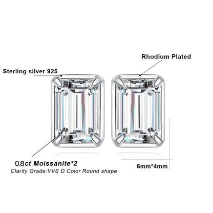 Emerald Cut 1.6 Carat Moissanite Stud Earrings – Luxury Gift for Her