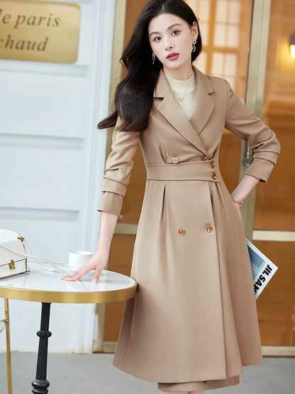 Women's Long Blazer and Pencil Skirt Formal Suit