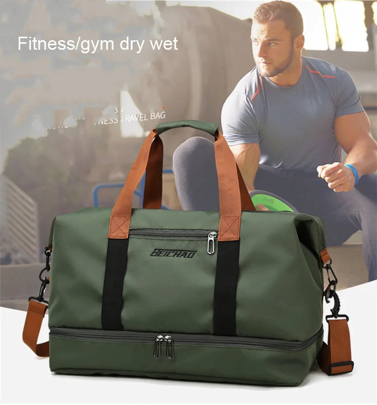 Large Capacity Gym Bag With Shoe Compartment