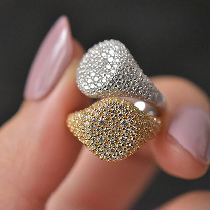 18K Gold Plated Full Moissanite Pinky Ring