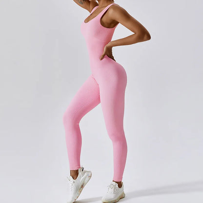 Seamless One-Piece U Neckline Skinny Leg Yoga Jumpsuit