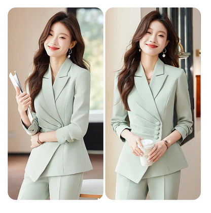 Women’s Slim Fit Pantsuit – Single Breasted Blazer & Ankle-Length Trousers
