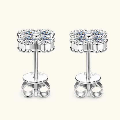 Four Leaf Clover Moissanite Stud Earrings - Christmas Gift For Her