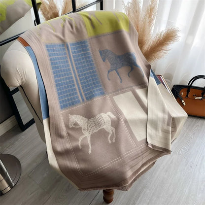 Luxury Cashmere Horse Print Scarf Horse Print Pashmina Scarf