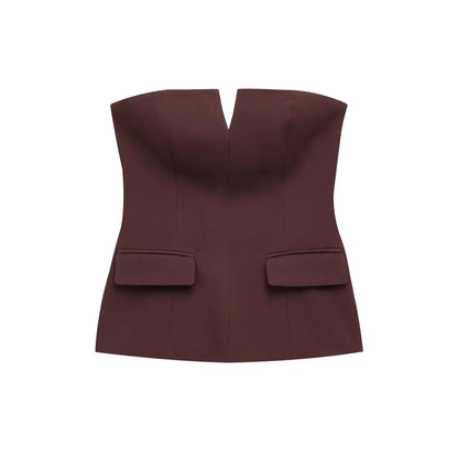 Strapless Blazer Design Crop Top