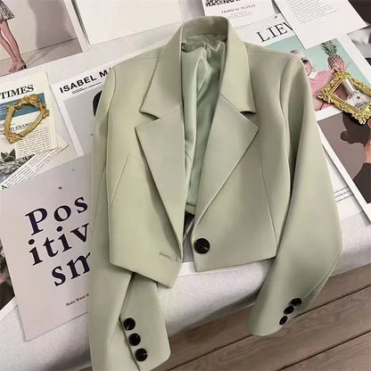 Cropped Single Button Blazer For Women