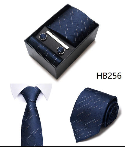 5 Pcs Business Tie Set Handkerchief, Cufflinks, Tie and Clip