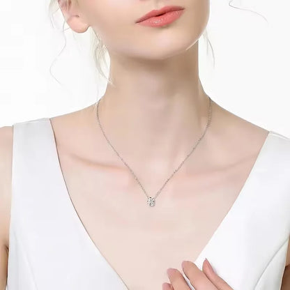 Oval Cut Solitaire Moissanite 18K Gold Plated Necklace – Christmas Gift for Her