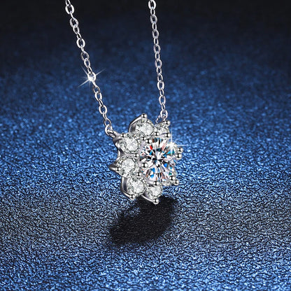 1 Carat Moissanite Rose Pendant White Gold Plated Necklace