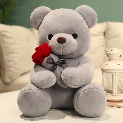 Stuffed Teddy Bear with Rose – Valentine’s Day Gift for Her