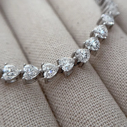 Heart Cut Moissanite Tennis GRA Certified Bracelet - Valentine Gift