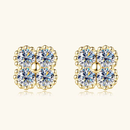 Four Leaf Clover Moissanite Stud Earrings - Christmas Gift For Her