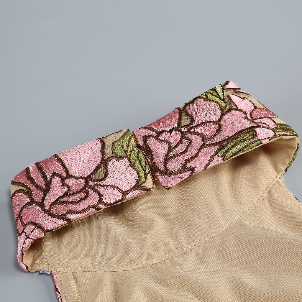 Floral Embroidery Halter Neckline Mini Dress