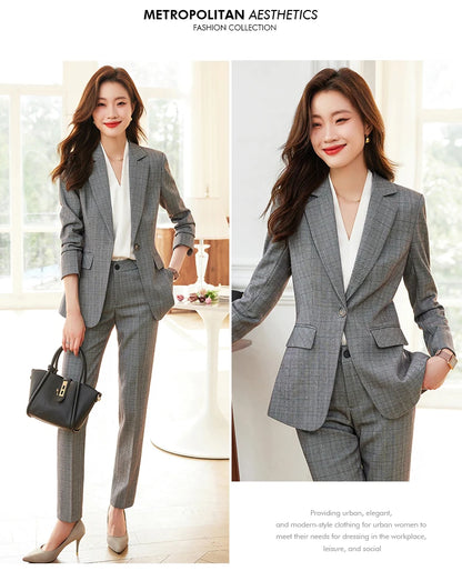 Single Button Formal Plaid Suit