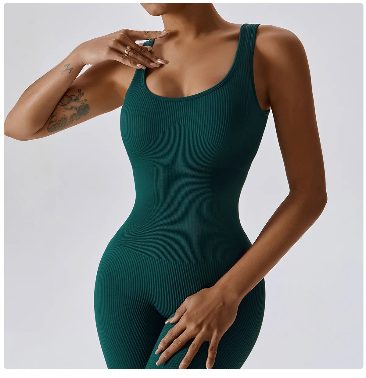 Seamless One-Piece U Neckline Skinny Leg Yoga Jumpsuit