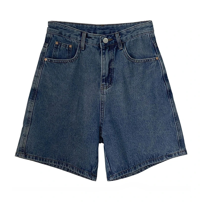 High Waist Wide Leg Denim Shorts