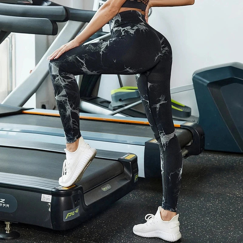 Marble High Waist Tummy Control Booty Lifting Workout Tights