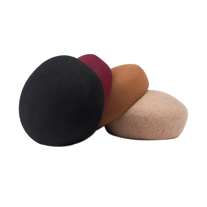 100% Wool Felt Blocked Beret Women's Hat - Christmas Gift