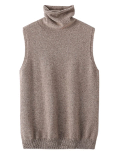 100% Merino Wool Sleeveless Turtleneck Basic Sweater
