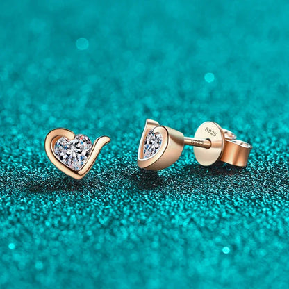 Heart Moissanite Stud Earrings - Teenage Girl Gift