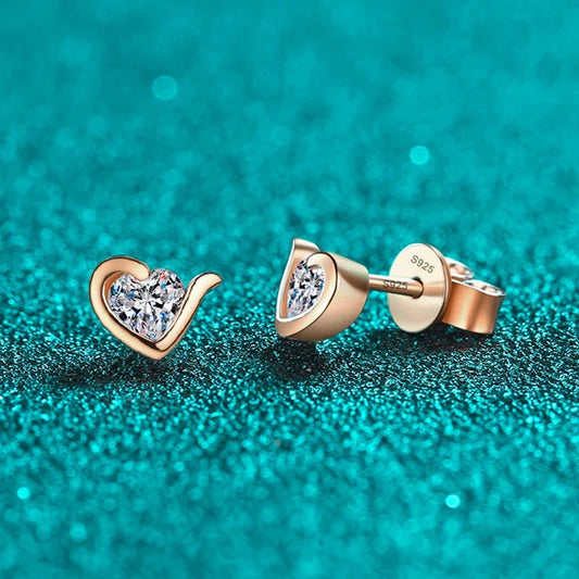 Heart Moissanite Stud Earrings - Teenage Girl Gift