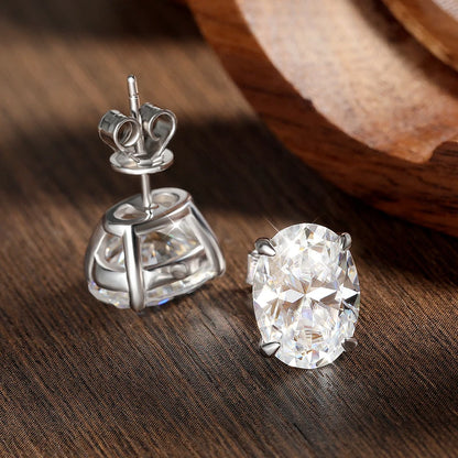 Oval Cut Moissanite Stud Earrings - Christmas Gift For Her