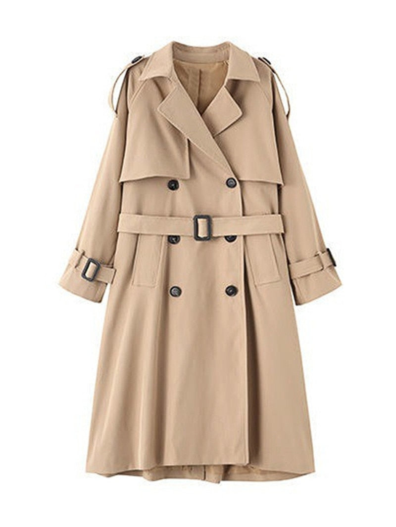 Double Breasted Trench Coat with Belt Korean Style