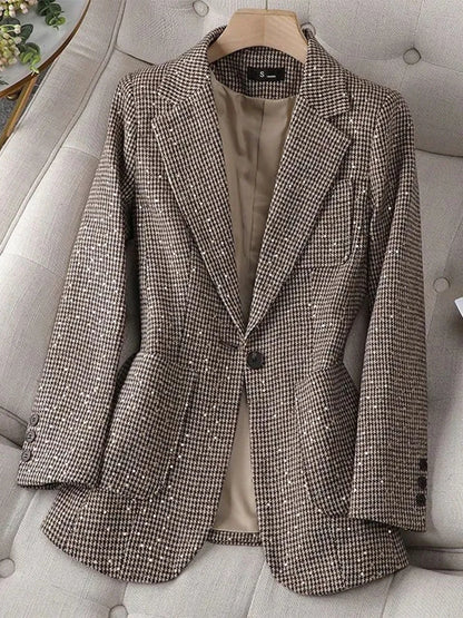 Houndstooth Sequin Blazer and Shorts Suit