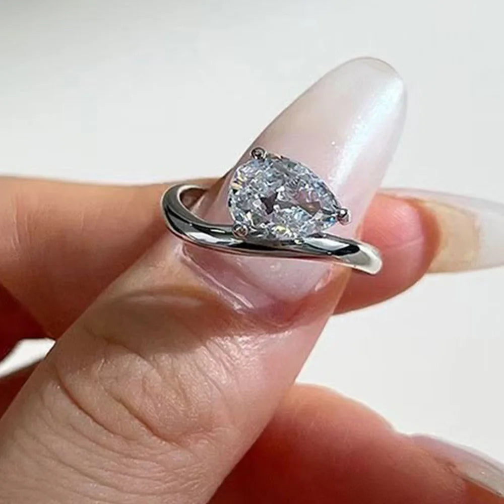 18K Gold Plated East-West Pear Cut Moissanite Ring – 1.5CT / 3CT Pinky Ring